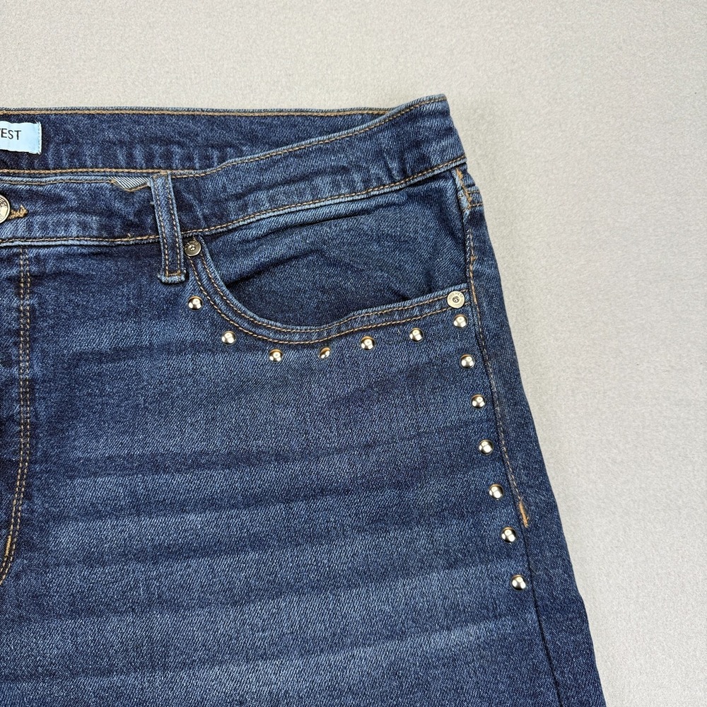 Nine West Womens Wide Leg Jeans Size 16 High Rise Baggy Stretch Studded NWT - Picture 5 of 16